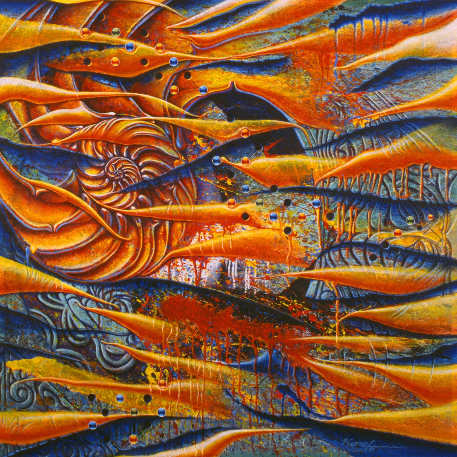 Orange Spiral and Oval Jade, 2004, by Kong Ho